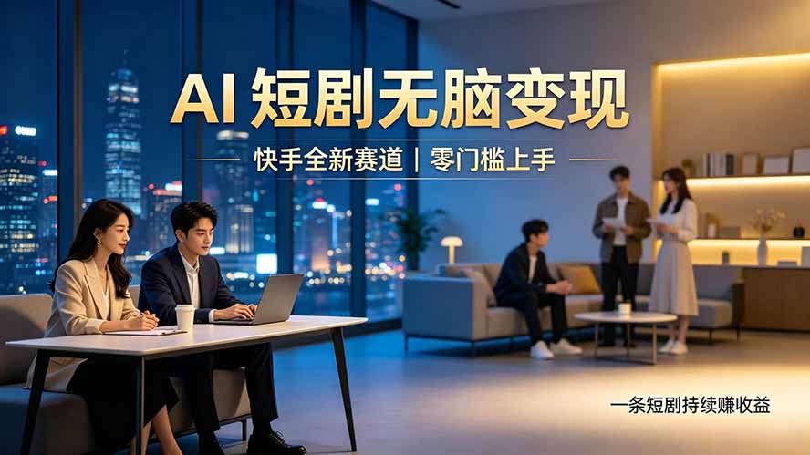 别乱找副业了，快手 AI 短剧零门槛长久被动增收-爱搭资源网
