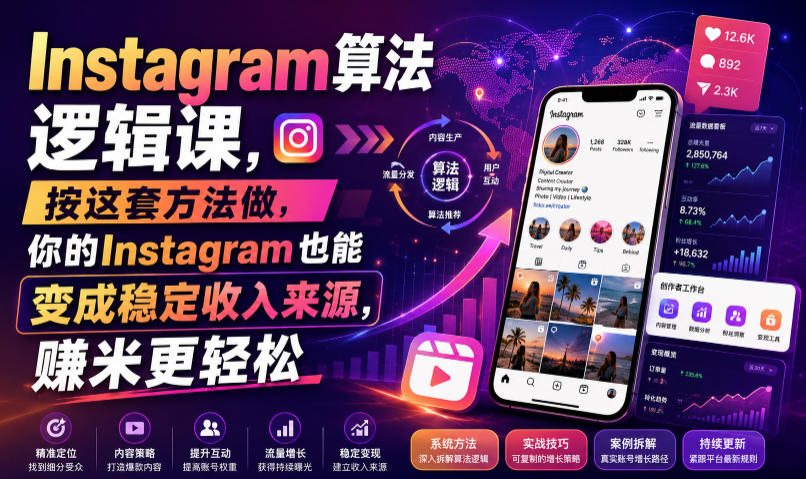 Instagram算法逻辑课，按这套方法做，你的Instagram也能变成稳定收入来源，賺米更轻松【原创双语字幕】-爱搭资源网