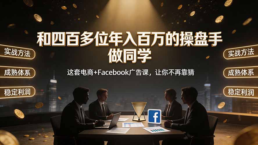 和四百多位年入百万的操盘手做同学——这套电商+Facebook广告课，让你不再靠猜【原创双语字幕】-爱搭资源网