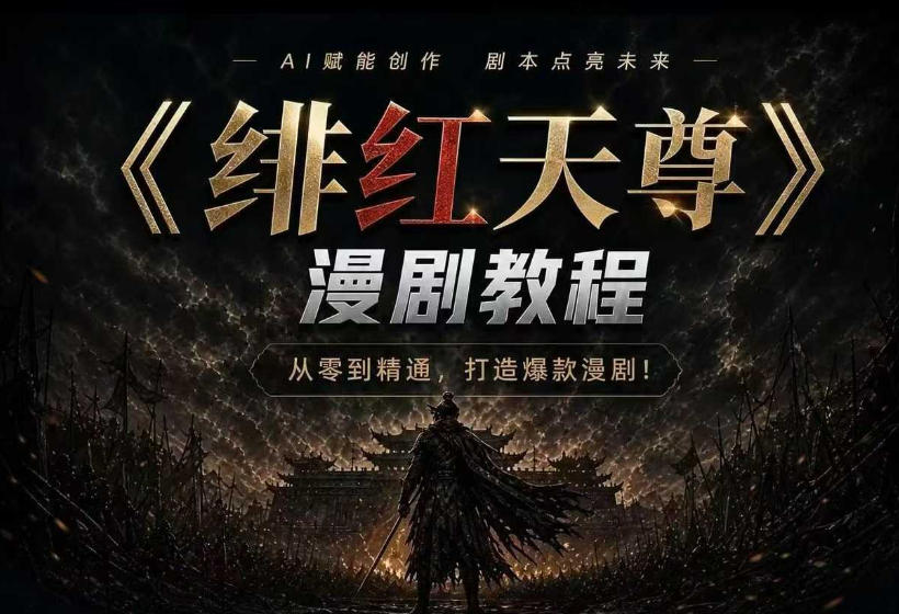 绯红天尊AI漫剧系统教程｜从零入门到精通，工具运用+剧本创作+爆款逻辑+提示词素材+镜头剪辑，全套爆款漫剧落地实战课-爱搭资源网
