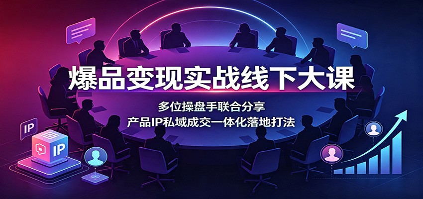 爆品变现实战线下大课：多位操盘手联合分享，产品IP私域成交一体化落地打法-爱搭资源网