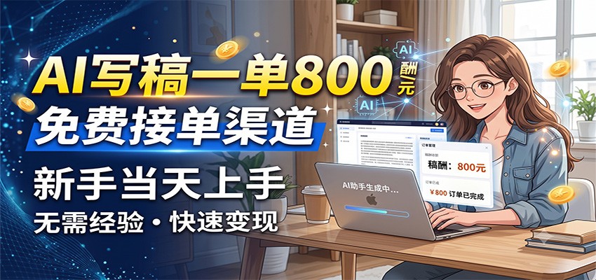 AI写稿一单800，免费接单渠道，一单一结几十到上千，新手当天上手-爱搭资源网