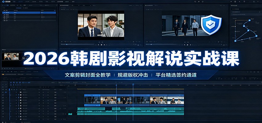 2026韩剧影视解说实战课:文案剪辑封面全教学,规避版权冲击平台精选签约通道-爱搭资源网