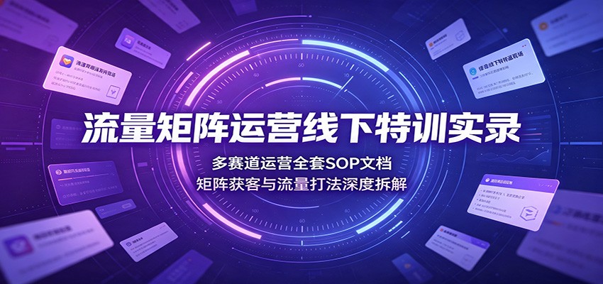 流量矩阵运营线下特训实录:多赛道运营全套SOP文档,矩阵获客与流量打法深度拆解-爱搭资源网