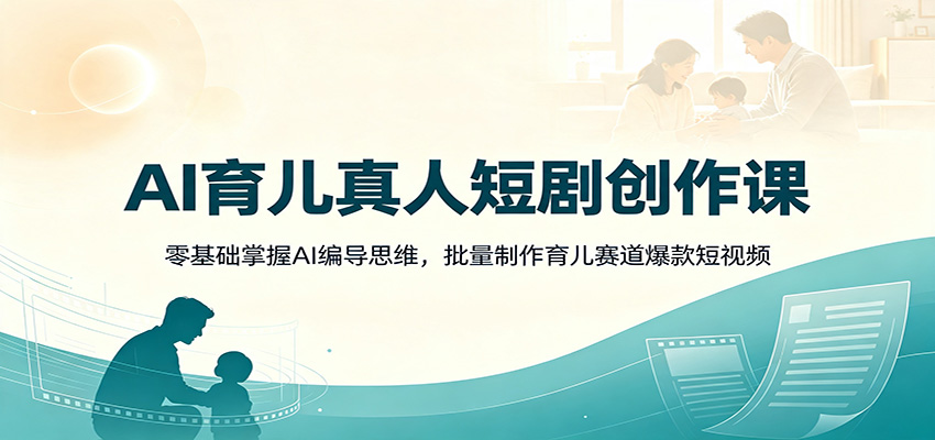 AI育儿真人短剧创作课：零基础掌握AI编导思维，批量制作育儿赛道爆款短视频-爱搭资源网