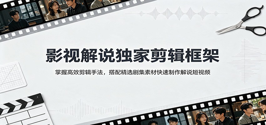影视解说独家剪辑框架：掌握高效剪辑手法，搭配精选剧集素材快速制作解说短视频-爱搭资源网