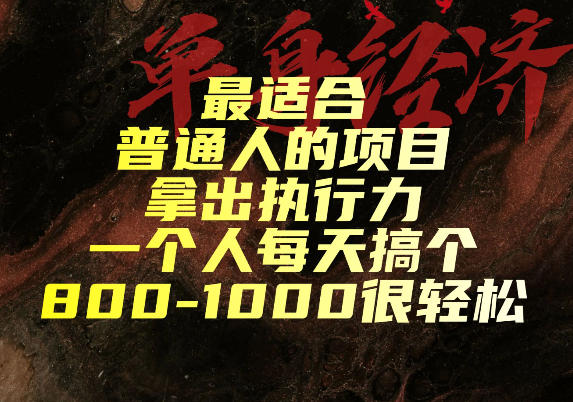 最适合普通人的项目，拿出执行力一个人每天搞个800-1k很轻松【揭秘】-爱搭资源网