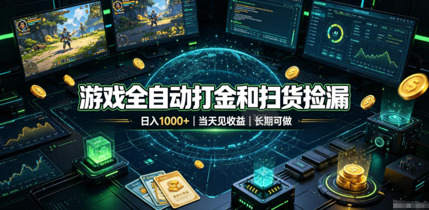 游戏全自动打金和扫货捡漏，日入1k+，当天见收益，长期可做！【揭秘】-爱搭资源网