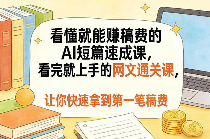 看懂就能賺稿费的AI短篇速成课,看完就上手的网文通关课,让你快速拿到第一笔稿费(更新8月)-爱搭资源网