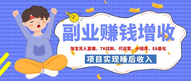 2026年多个真实落地副业项目,手把手带你搭建被动收入管道(淘宝无人直播、海外TK拉新...-爱搭资源网