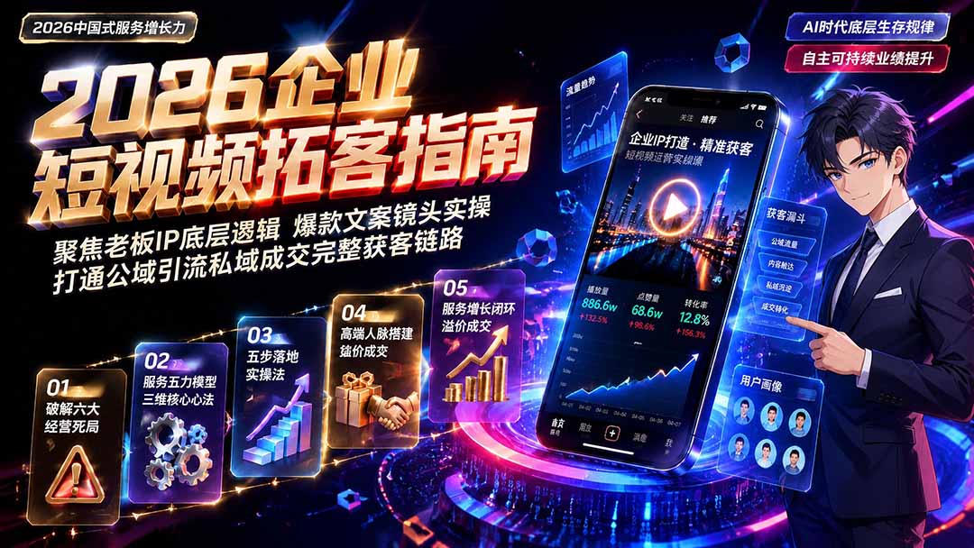 2026AI时代服务增长力实战课-无水印｜五力模型三维心法教学，破解门店客源流失低价内卷实现长效业绩增长-爱搭资源网