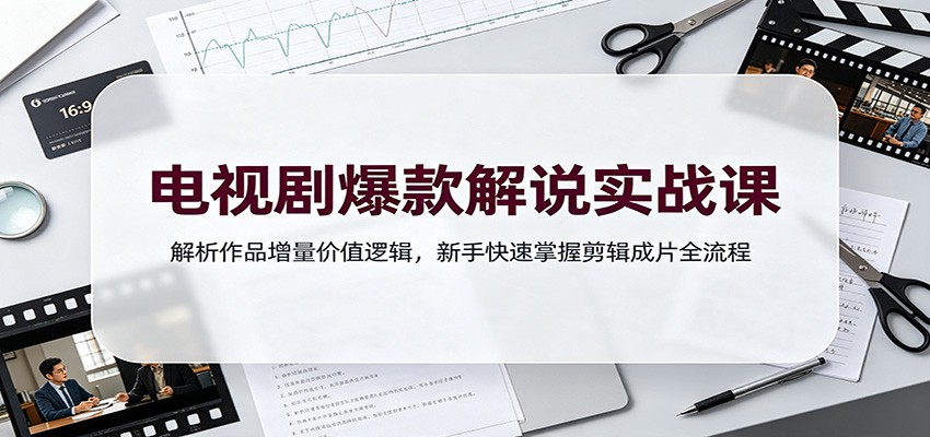电视剧爆款解说实战课：解析作品增量价值逻辑，新手快速掌握剪辑成片全流程-爱搭资源网