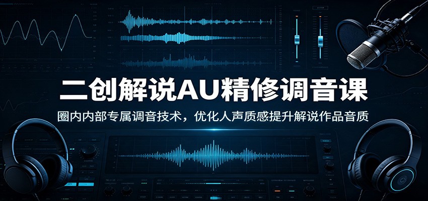 二创解说AU精修调音课：圈内内部专属调音技术，优化人声质感提升解说作品音质-爱搭资源网