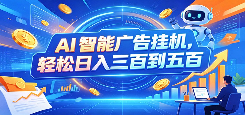 AI智能广告挂机，24小时自动跑，日入300-500，新手零门槛-爱搭资源网