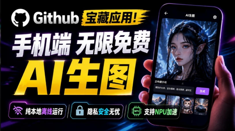 Github宝藏应用!手机端无限免费AI生图,纯本地离线运行,支持NPU加速斩获3.1k stars,local-dream-爱搭资源网