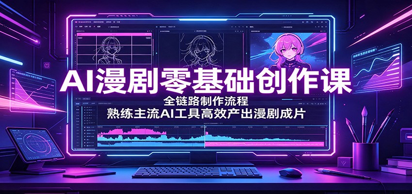 AI漫剧零基础创作课：全链路制作流程，熟练主流AI工具高效产出漫剧成片-爱搭资源网