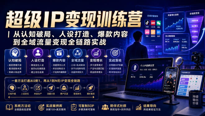 超级IP变现训练营｜从认知破局、人设打造、爆款内容到全域流量变现全链路实战-爱搭资源网