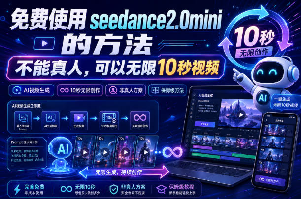 免费使用seedance2.0mini的方法，不能真人，可以无限10秒视频，9图+3音频参考-爱搭资源网