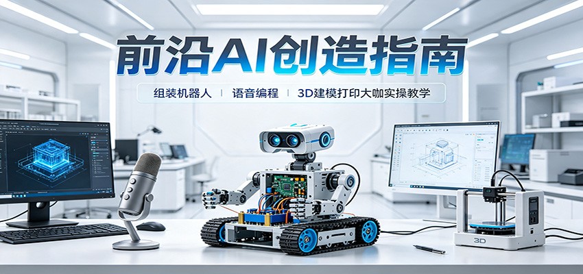 前沿AI创造指南：组装机器人、语音编程、3D建模打印大咖实操教学-爱搭资源网