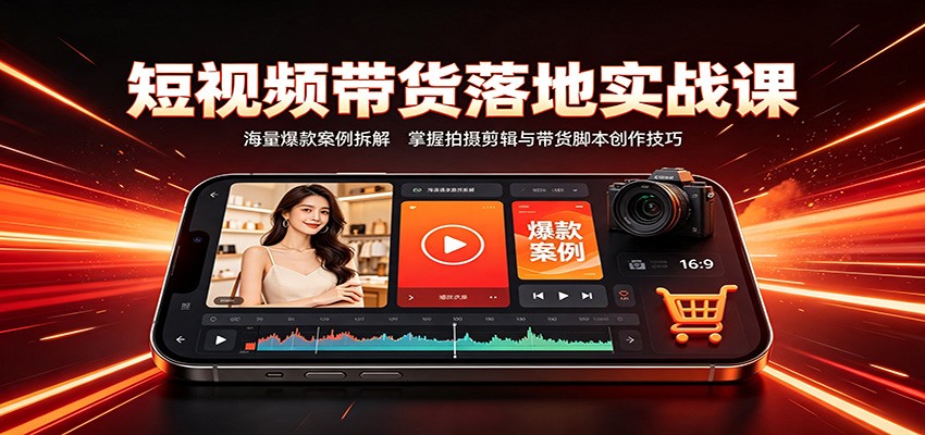 短视频带货落地实战课：海量爆款案例拆解，掌握拍摄剪辑与带货脚本创作技巧-爱搭资源网