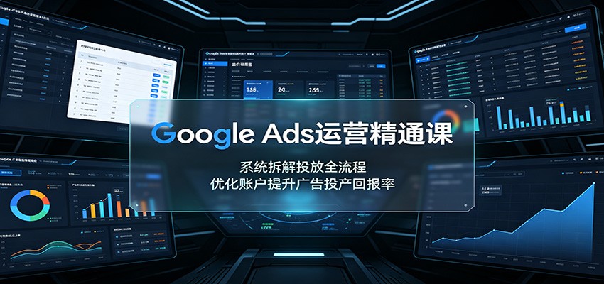 Google Ads运营精通课：系统拆解投放全流程，优化账户提升广告投产回报率-爱搭资源网