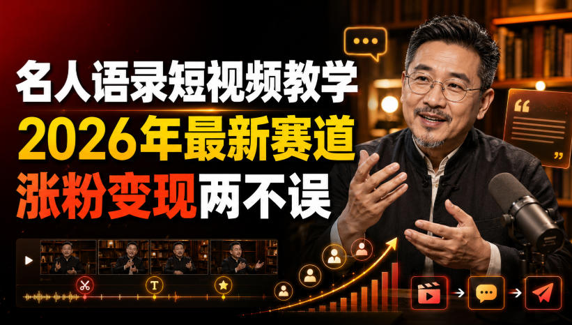 名人语录短视频教学，2026年最新赛道，涨粉变现两不误-爱搭资源网
