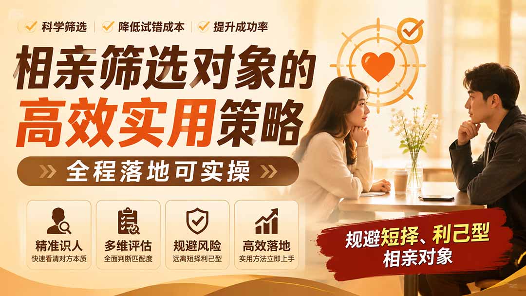 付费文章：相亲筛选对象的高效实用策略，全程落地可实操，规避短择、利己型相亲对象-爱搭资源网
