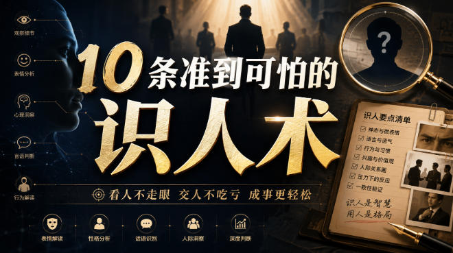 付费文章：10条准到可怕的识人术-爱搭资源网