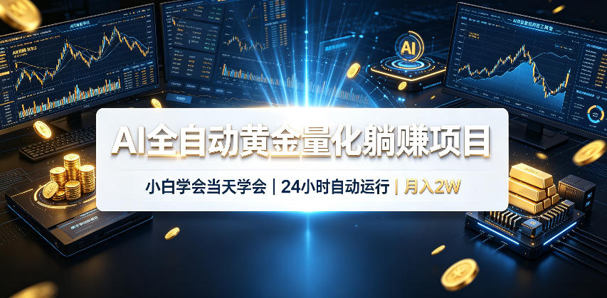 AI全自动黄金量化躺賺项目，24小时自动运行，月入2W！-爱搭资源网