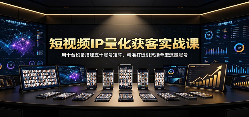 短视频IP量化获客实战课：用十台设备搭建五十账号矩阵，精准打造引流接单型流量账号-爱搭资源网