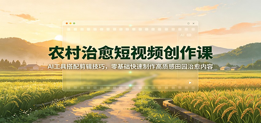 农村治愈短视频创作课：AI工具搭配剪辑技巧，零基础快速制作高质感田园治愈内容-爱搭资源网