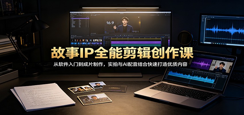 故事IP全能剪辑创作课：从软件入门到成片制作，实拍与AI配音结合快速打造优质内容-爱搭资源网