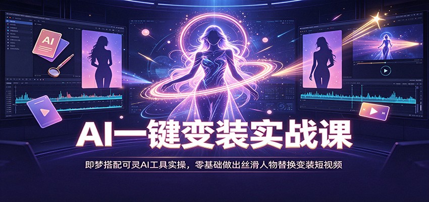 AI一键变装实战课：即梦搭配可灵AI工具实操，零基础做出丝滑人物替换变装短视频-爱搭资源网