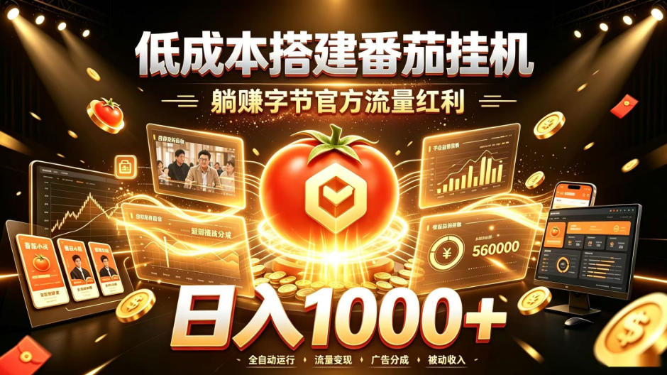 低成本搭建番茄挂G，躺賺字节官方流量红利，日入1k+，全程傻瓜式落地【揭秘】-爱搭资源网