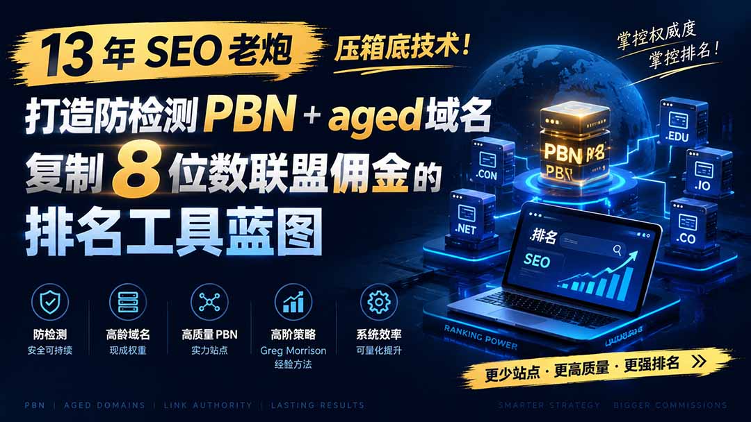 13 年 SEO 老炮压箱底技术！打造防检测 PBN+aged 域名，复制 8 位数联盟佣金的排名工具蓝图【原创双语字幕】-爱搭资源网
