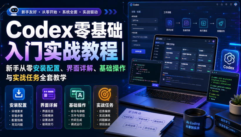 Codex零基础入门实战教程｜新手从零安装配置、界面详解、基础操作与实战任务全套教学-爱搭资源网