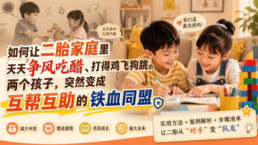 付费文章：如何让二胎家庭里天天争风吃醋、打得鸡飞狗跳的两个孩子，突然变成互帮互助的铁血同盟？-爱搭资源网