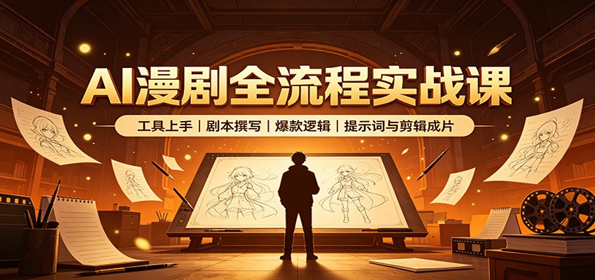 AI漫剧全流程实战课：工具上手、剧本撰写、爆款逻辑、提示词与剪辑成片-爱搭资源网