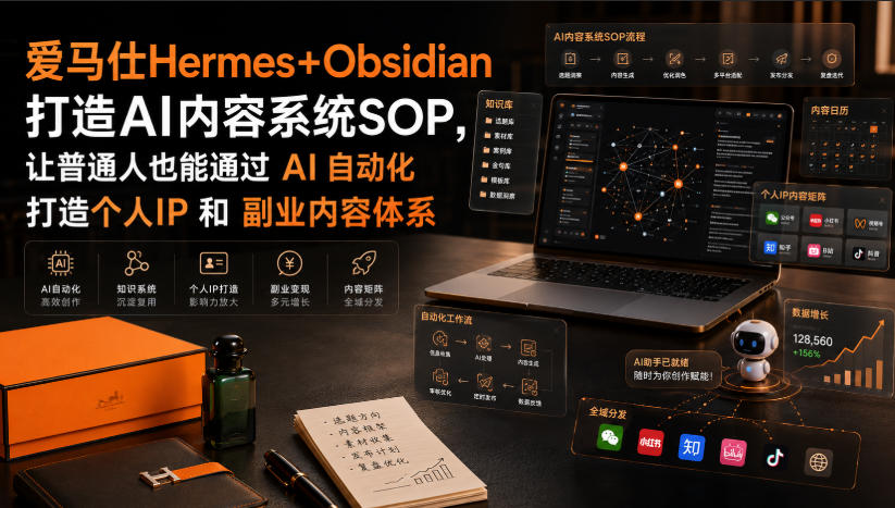 爱马仕Hermes+Obsidian打造AI内容系统SOP，让普通人也能通过 AI 自动化打造个人IP 和 副业内容体系-爱搭资源网