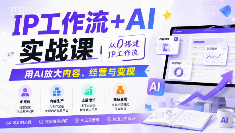IP工作流+AI实战课，从0搭建IP工作流，用AI放大内容、经营与变现-爱搭资源网