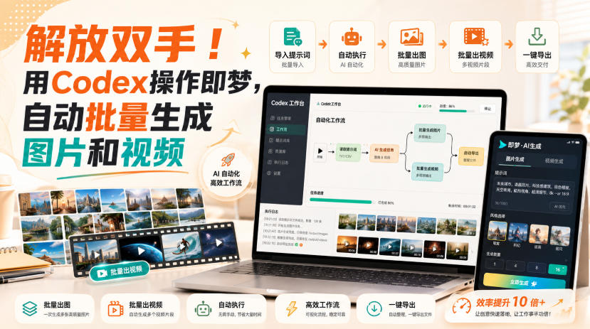 解放双手！用Codex操作即梦，自动批量生成图片和视频-爱搭资源网
