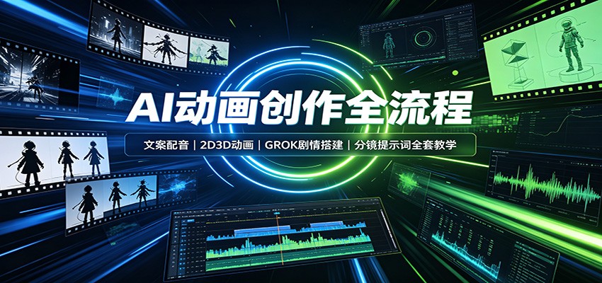 AI动画创作全流程：文案配音，2D3D动画，GROK剧情搭建，分镜提示词全套教学-爱搭资源网
