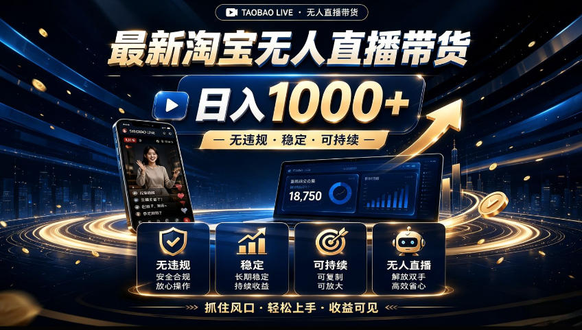 2026淘宝无人直播15.0，独家新技术，不用露脸、不用熬夜，自动直播自动出单，25小时卖17W【揭秘】-爱搭资源网