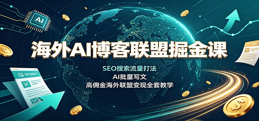 海外AI博客联盟掘金课：SEO搜索流量打法，AI批量写文，高佣金海外联盟变现全套教学-爱搭资源网