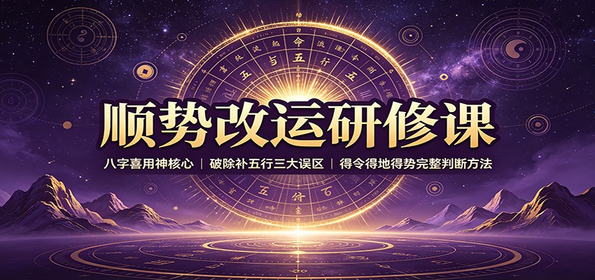 顺势改运研修课：八字喜用神核心，破除补五行三大误区，得令得地得势完整判断方法-爱搭资源网