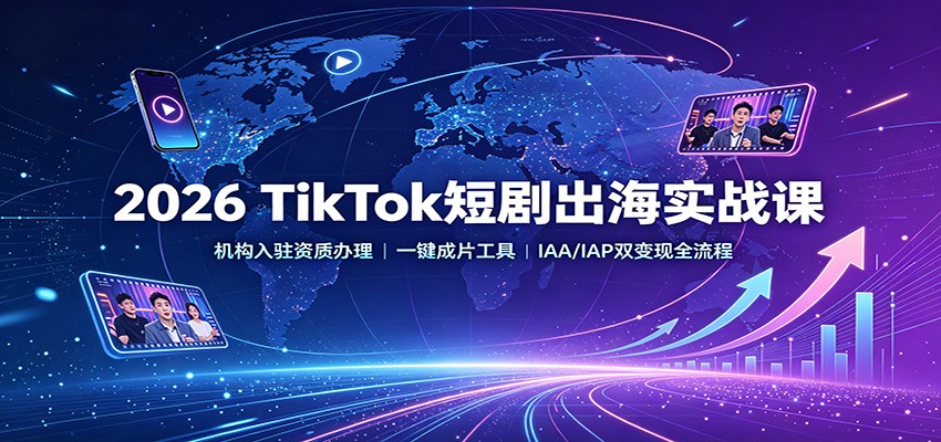 2026 TikTok短剧出海实战课：机构入驻资质办理，一键成片工具，IAA/IAP双变现全流程-爱搭资源网
