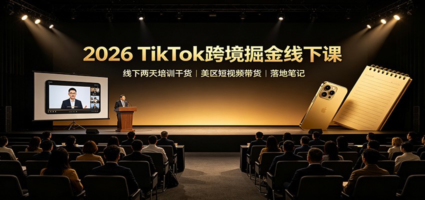 2026 TikTok跨境掘金线下课：线下两天培训干货，美区短视频带货落地笔记-爱搭资源网