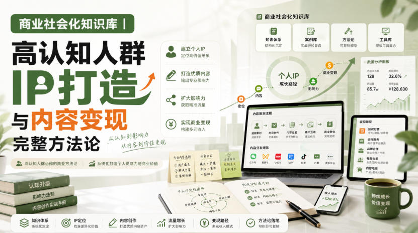 商业社会化知识库｜高认知人群IP打造与内容变现完整方法论【文档】-爱搭资源网