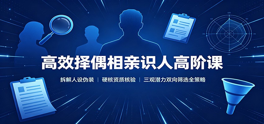 高效择偶相亲识人高阶课：拆解人设伪装，硬核资质核验，三观潜力双向筛选全策略-爱搭资源网