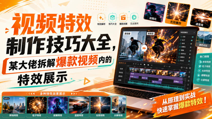 视频特效制作技巧大全，某大佬拆解爆款视频内的特效展示-爱搭资源网